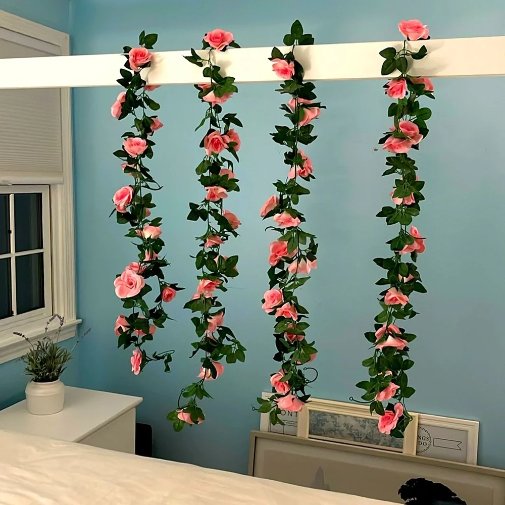 Lot of Pink Rose Garland Decor